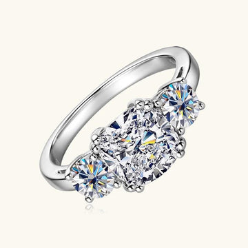 Dazzling 3 Stone 3.5CTTW Cushion & Round Cut Moissanite Diamonds 925 Silver Engagement Wedding Rings For Women